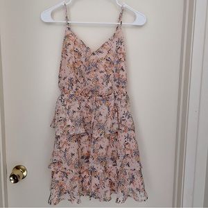 Floral Pink Peach Ruffle Dress